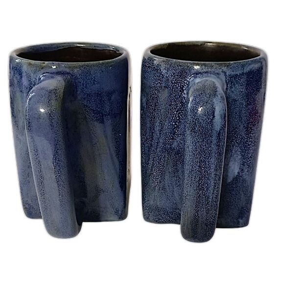 2 Mara Mexico Sailboat Mugs Cups Handmade Pottery Coastal Beach House Nautical - Picture 8 of 16